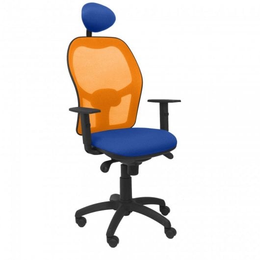 Piqueras y Crespo Jorquera Silla Malla Naranja Asiento Bali Azul con Cabecero Fijo