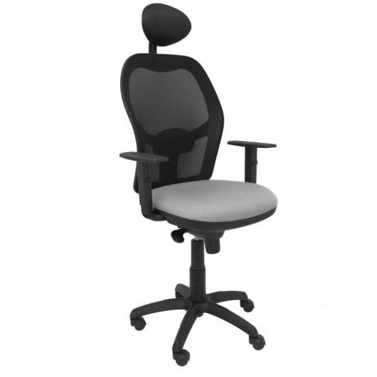 Piqueras y Crespo Jorquera Silla Malla con Cabecero Fijo Negra Asiento Bali Gris Claro