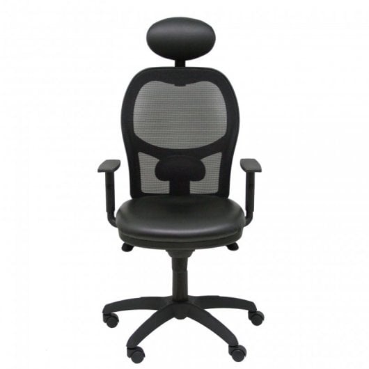 Piqueras y Crespo Jorquera Silla Malla Negra Asiento Similpiel Negro con Cabecero Fijo