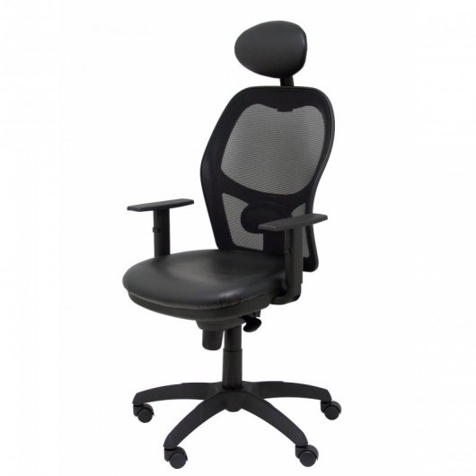 Piqueras y Crespo Jorquera Silla Malla Negra Asiento Similpiel Negro con Cabecero Fijo