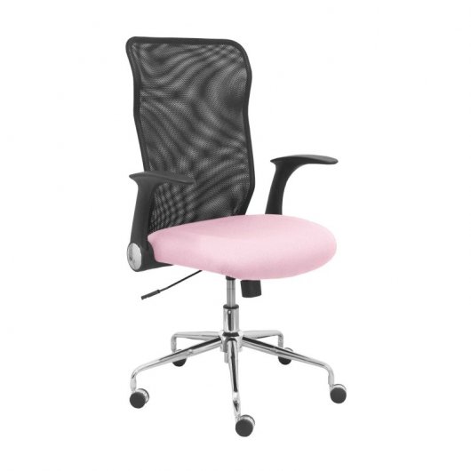 Sedia Piqueras y Crespo Minaya Sedia con schienale in rete nera Bali Rosa pallido