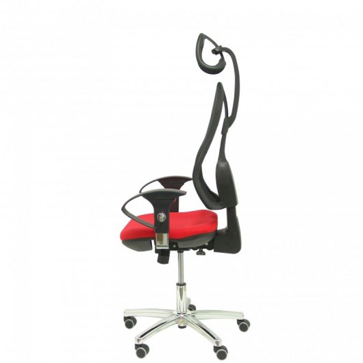 Piqueras y Crespo Socuéllamos Silla Sincro Malla Brazos Regulables con Cabecero Negra Asiento Tela Rojo