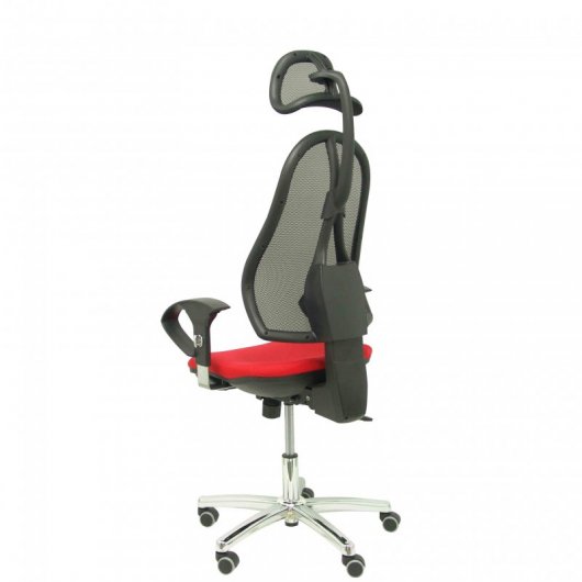 Piqueras y Crespo Socuéllamos Silla Sincro Malla Brazos Regulables con Cabecero Negra Asiento Tela Rojo