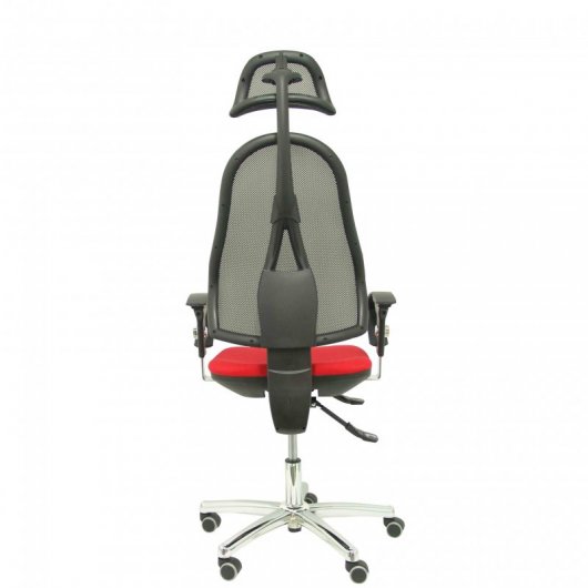 Piqueras y Crespo Socuéllamos Silla Sincro Malla Brazos Regulables con Cabecero Negra Asiento Tela Rojo