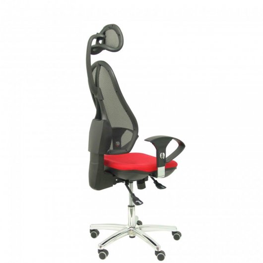 Piqueras y Crespo Socuéllamos Silla Sincro Malla Brazos Regulables con Cabecero Negra Asiento Tela Rojo