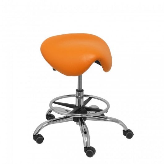 Piqueras und Crespo Alatoz Hocker aus orangefarbenem Kunstleder