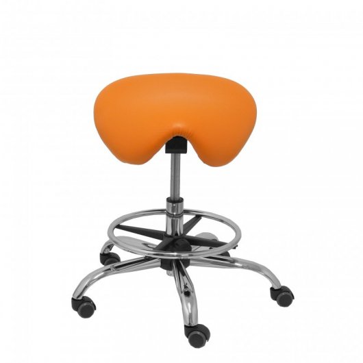 Piqueras und Crespo Alatoz Hocker aus orangefarbenem Kunstleder