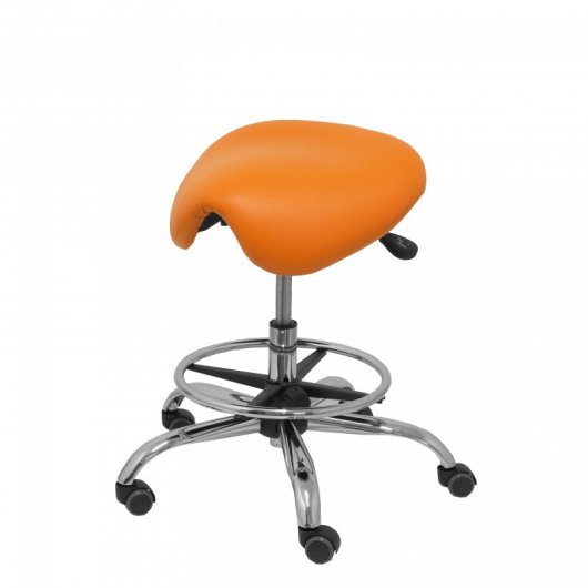 Piqueras und Crespo Alatoz Hocker aus orangefarbenem Kunstleder