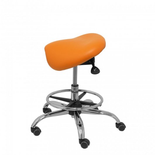 Piqueras und Crespo Alatoz Hocker aus orangefarbenem Kunstleder
