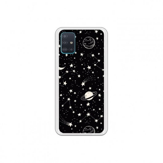 Funda Planetas Negra para Samsung Galaxy A51