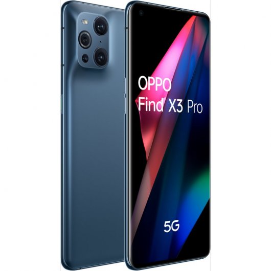 OPPO Find X3 Pro Smartphone 5G, Qualcomm 888, Display 6.7''QHD+AMOLED 120Hz, 4 Fotocamere 2*50MP, RAM 12GB+ROM 256GB, 4500mAh, WiFi6, Dual Sim, [Versione Italiana], Colore Blue