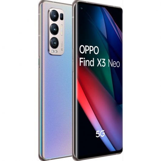 OPPO Find X3 Neo Smartphone 5G, Qualcomm865, Display 6.55''FHD+AMOLED, 4 Fotocamere 50MP, RAM 12GB ESPANDIBILE FINO A 19GB+ROM 256GB, 4500mAh, WiFi 6, Dual Sim, [Versione Italiana], Colore Galactic Silver