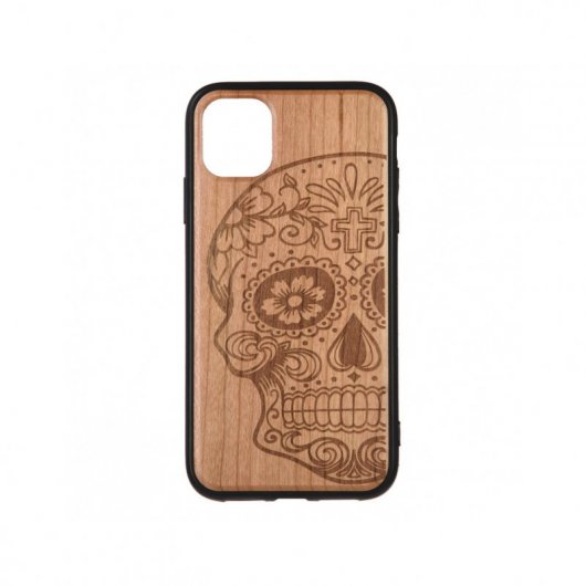 Funda Madera Tallada Calavera para iPhone 11 Pro