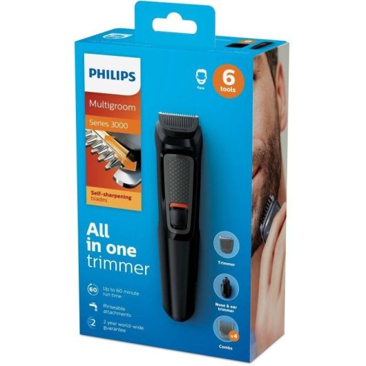 Tondeuse Multifonctionnelle Philips Multigroom Series 3000 MG3710/15 sans Fil 60min 6 Sabots