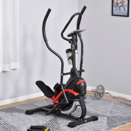 HomCom Bicicleta Elíptica con Pantalla LCD Negra