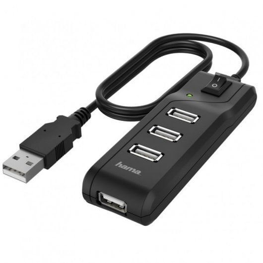 Hama Hub 4 Portas USB 2.0 com Interruptor Preto