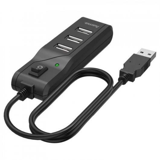 Hama Hub 4 Portas USB 2.0 com Interruptor Preto