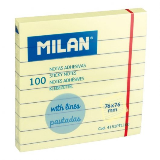 Milan 4151PTL100 Notas Adhesivas 7.6x7.6cm Amarillo 100 Hojas