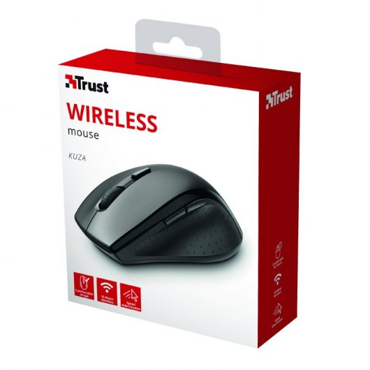 Trust Kuza Ratón Óptico Ergonómico Inalámbrico 1600 DPI