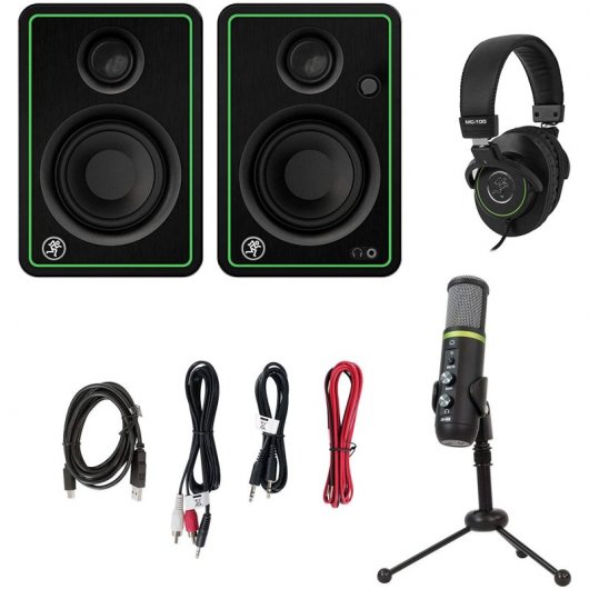 Mackie Creator Bundle Micrófono EM-USB + Auriculares MC-100 + Monitores CR3-X