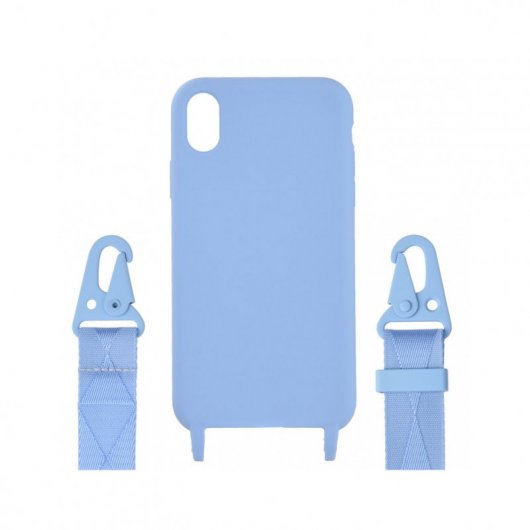 Funda Lanyard Colgante Ultra Suave Azul Claro para iPhone XR