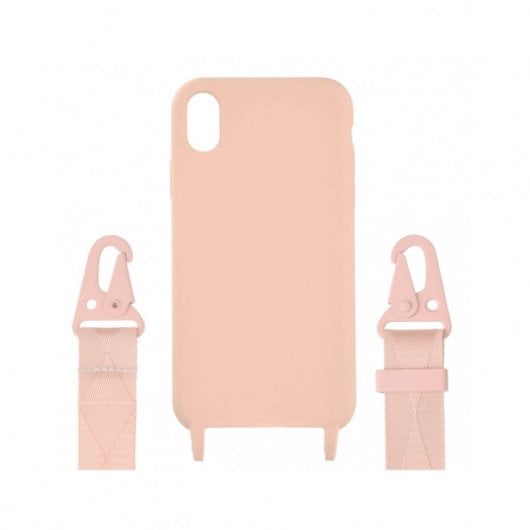 Funda Lanyard Colgante Ultra Suave Rosa Arena para iPhone XR