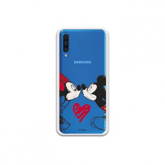 Funda Oficial de Disney Mickey y Minnie Beso Clear para Samsung Galaxy A50