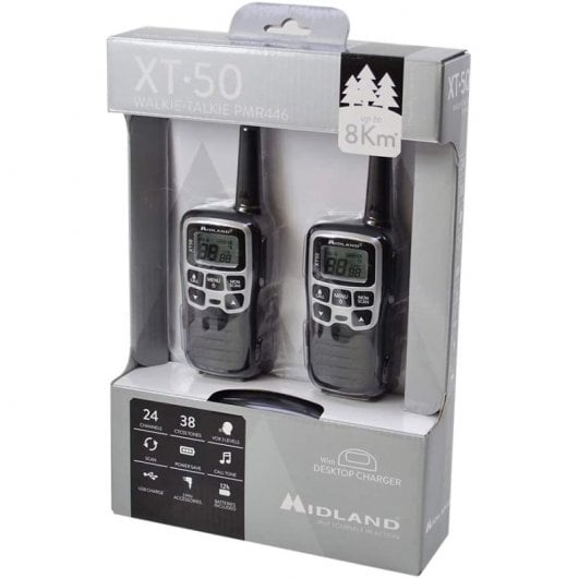 Midland XT50 Coppia Walkie Talkie PMR446 Grigio