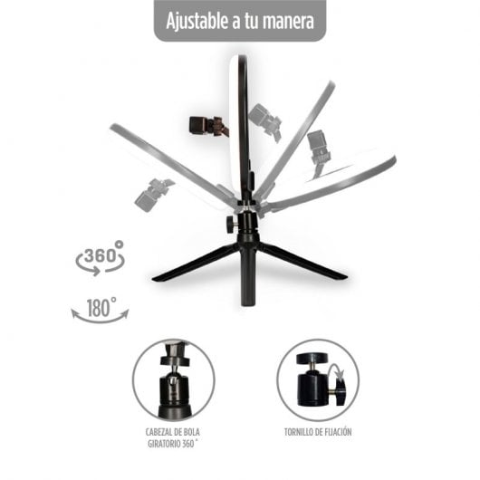 Ksix Kit Studio Live Colores Aro de Luz con Trípode para Smartphone