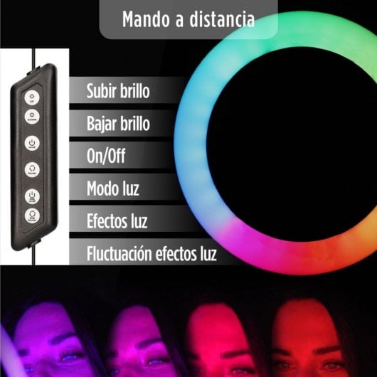 Ksix Kit Studio Live Colores Aro de Luz con Trípode para Smartphone