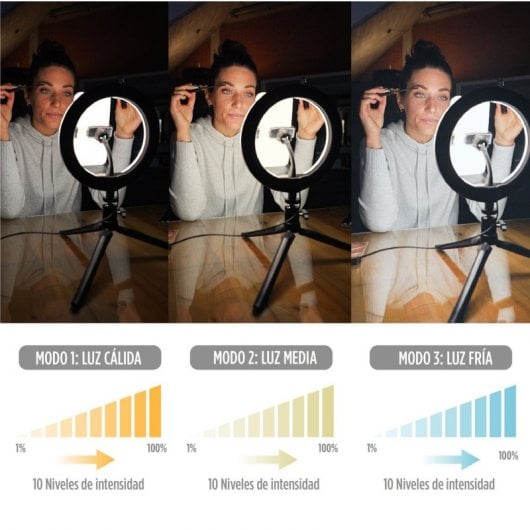 Ksix Kit Studio Live Colores Aro de Luz con Trípode para Smartphone