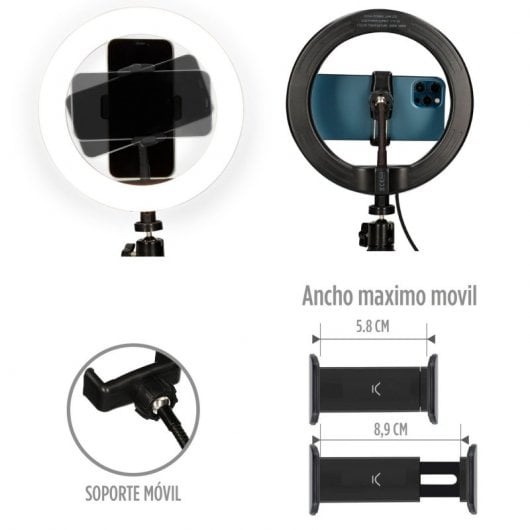 Ksix Kit Studio Live Colores Aro de Luz con Trípode para Smartphone