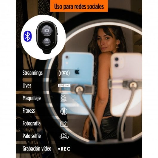 Ksix Kit Studio Live Luce anulare remota da 12" con treppiede da pavimento da 1,60 m + telecomando