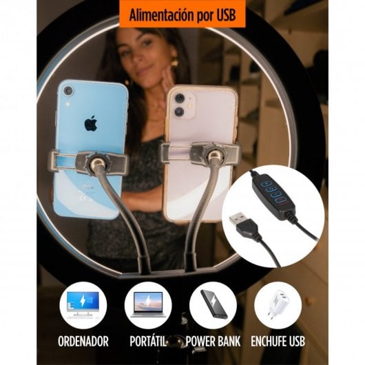 Ksix Kit Studio Live Luce anulare remota da 12" con treppiede da pavimento da 1,60 m + telecomando