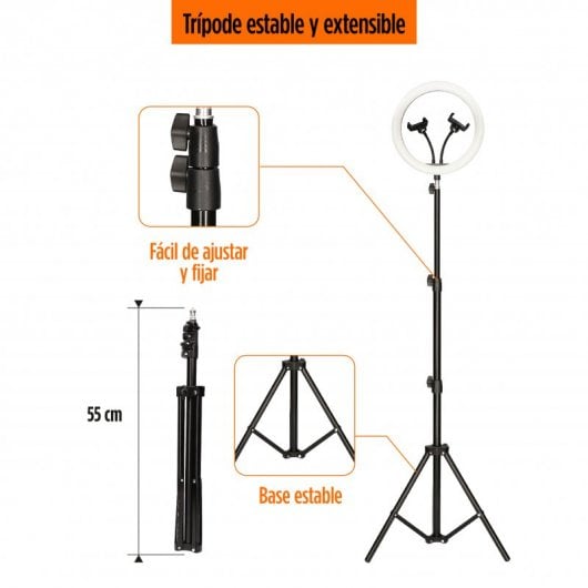 Ksix Kit Studio Live Luce anulare remota da 12" con treppiede da pavimento da 1,60 m + telecomando