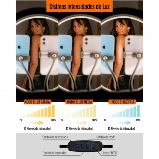 Ksix Kit Studio Live Luce anulare remota da 12" con treppiede da pavimento da 1,60 m + telecomando