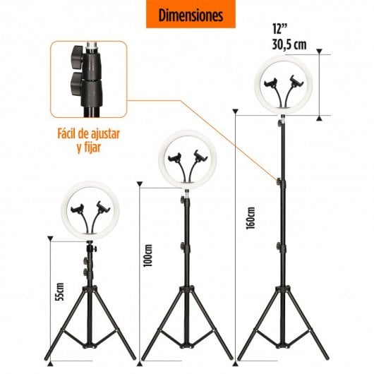 Ksix Kit Studio Live Luce anulare remota da 12" con treppiede da pavimento da 1,60 m + telecomando