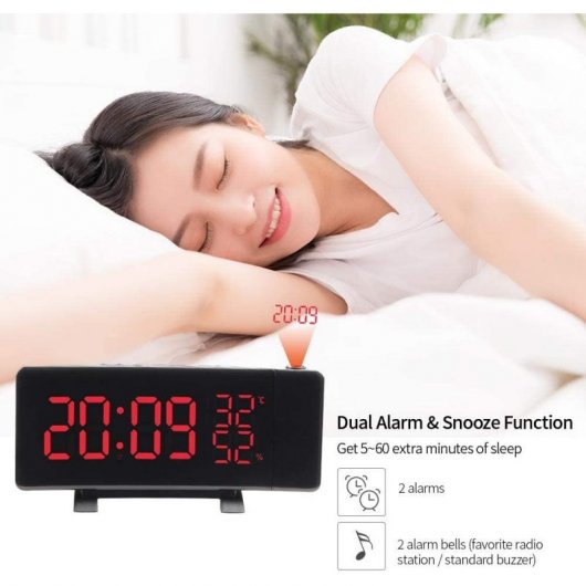 NK Curve Radio Despertador Digital Negro