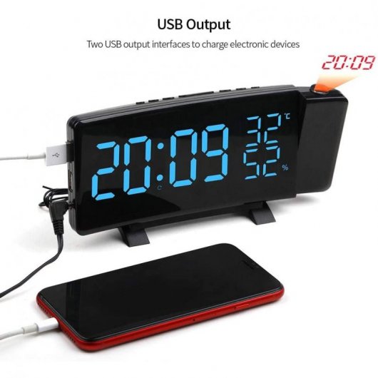 NK Curve Radio Despertador Digital Negro