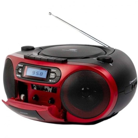 Radio CD Aiwa BoomBox BBTC-550RD 6W RMS Bluetooth Cassette AUX MP3 Rood