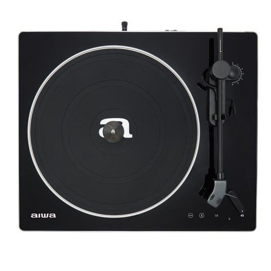 Tocadiscos Aiwa APX-680BT Bluetooth USB tracción por correa negro