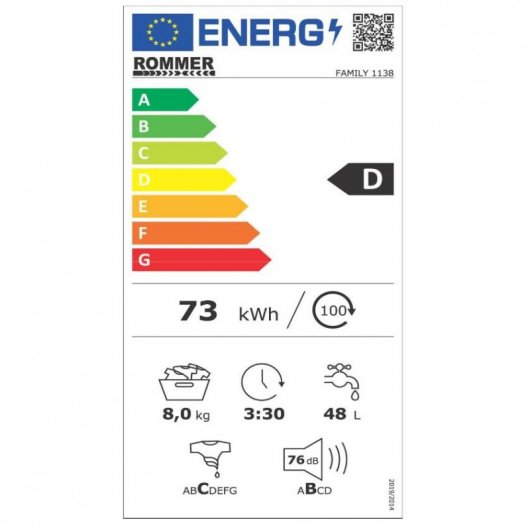 Rommer Family 1138 Lavadora Carga Frontal 8Kg D Blanca