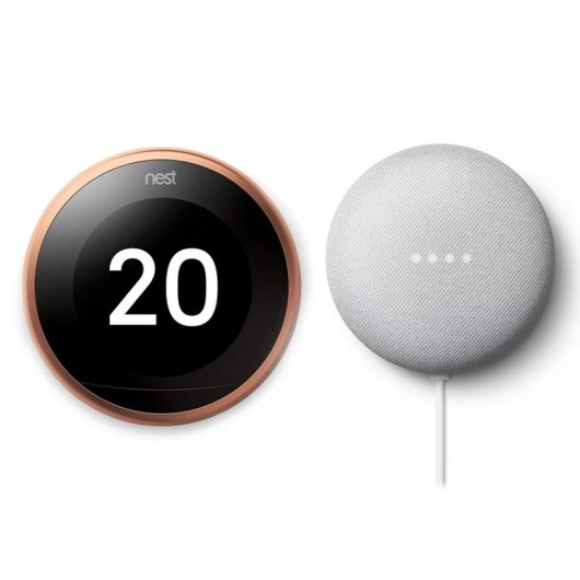 Google Pack Nest Learning Thermostat 3ºG Cobre + Nest Mini Altavoz Inteligente Tiza