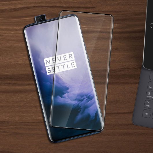 Avizar Protector Cristal Templado Negro para Oneplus 7T Pro