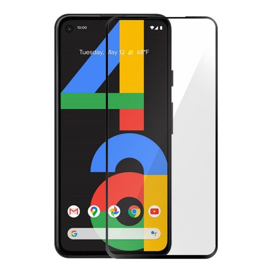 Protecteur en verre trempé noir Avizar pour Google Pixel 4A