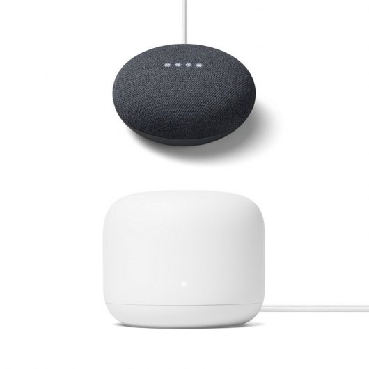 Google Pack Nest Wifi Router Branco + Nest Mini Coluna Inteligente e Assistente Carvão