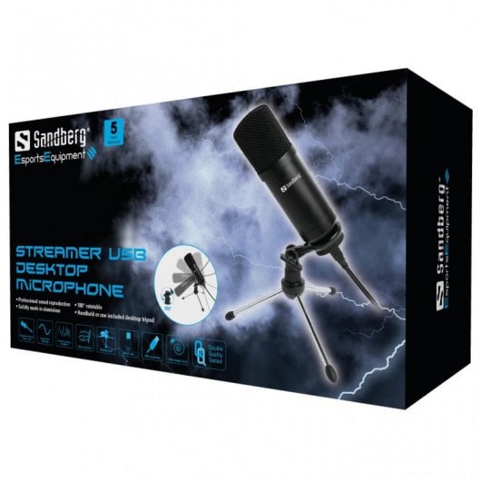 Sandberg Streamer USB Desk Microphone Micrófono Gaming
