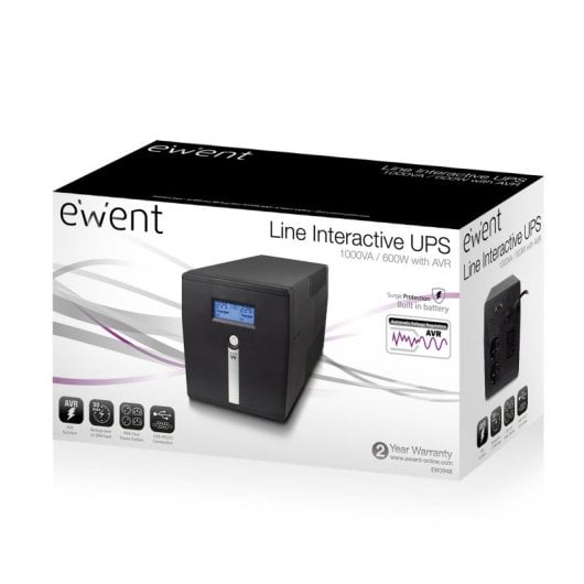 Ewent SAI 1000VA-600W con AVR y Pantalla LCD