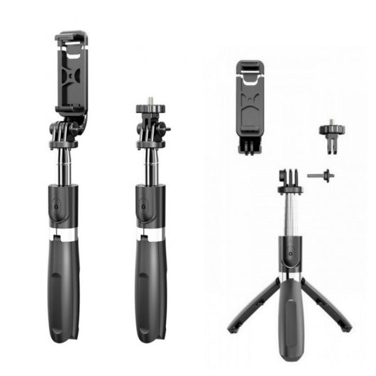 Ewent Palo Selfie/Trípode con Mando Bluetooth Negro