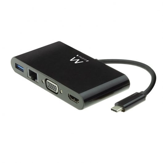 Ewent Dockstation USB-C para HDMI 4K/VGA/RJ45/USB Preto